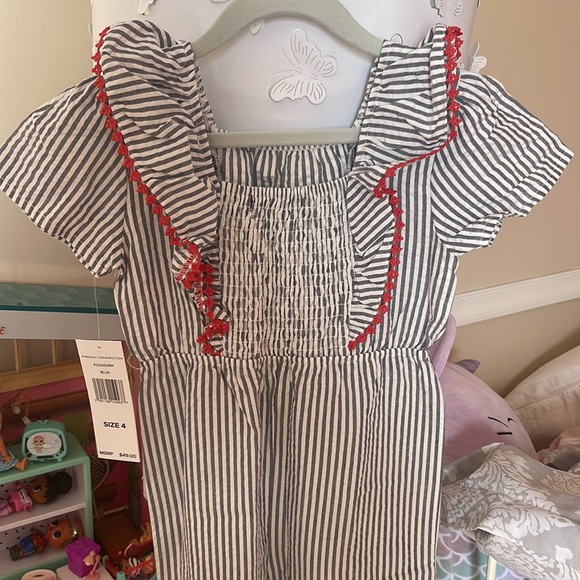 French Connection Girls size 4 blue striped romper NWT & BEAUTIFUL! - Picture 4 of 6
